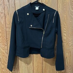 Black Blazer Venus Zip Up Jacket, Gold, Work, Interview, Cover Up Size 4